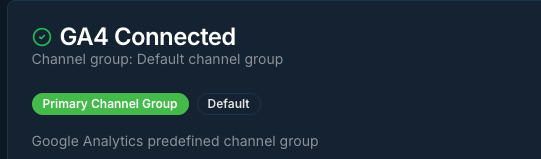 GA4 Connected with channel group selection