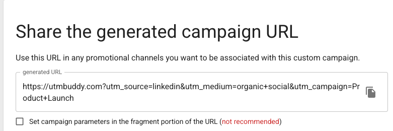 Before: Google Campaign URL Builder with basic form and single URL output